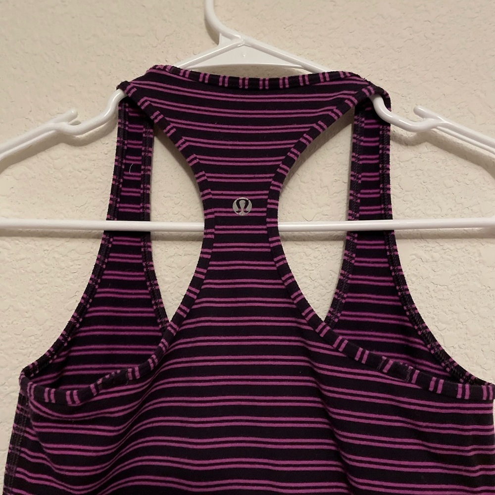 Lululemon Cool Racerback Double Trouble Stripe Ultra Violet Black Grape size 2 - Picture 6 of 8